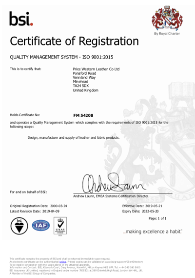 ISO 14001 certificate