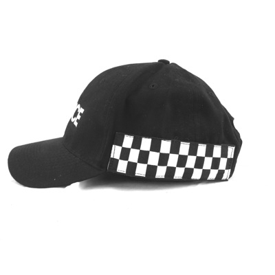 Baseball Cap with Lettering and Checked Strip